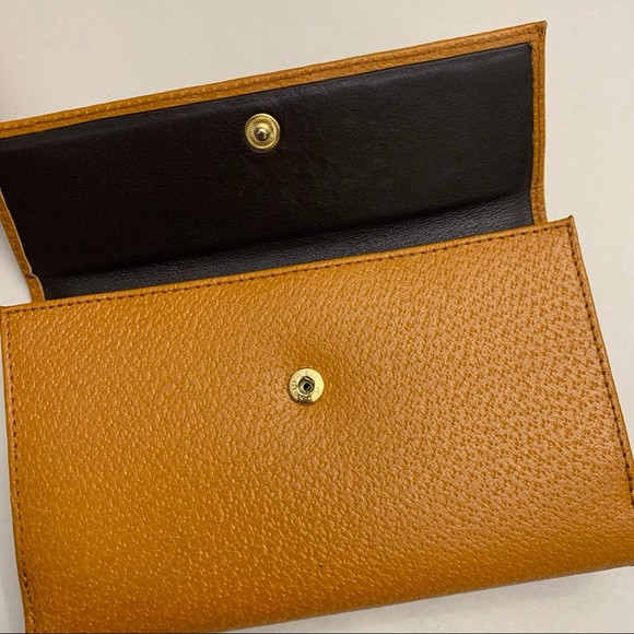 Anne Klein Leather Wallet Mustard Yellow Cute Minimalist Classy simple clutch - Picture 11 of 13